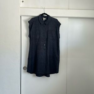 Eileen Fisher navy blue two pocket sleeveless tunic dress